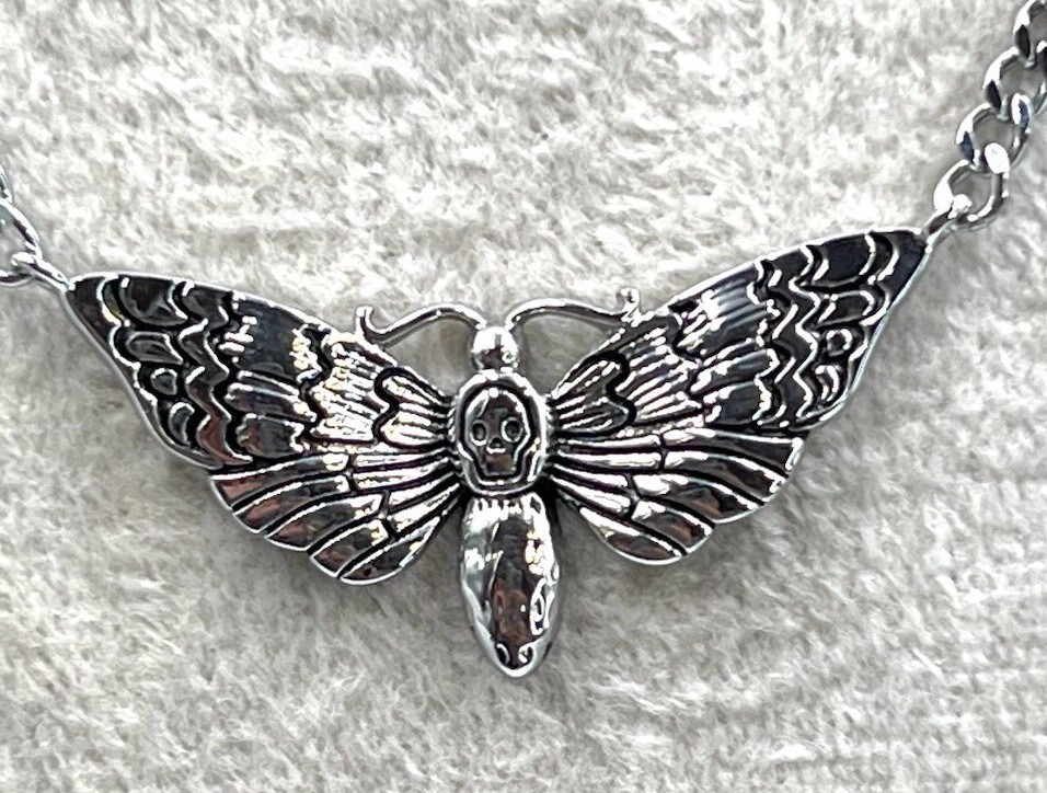 Spooky Gothic Butterfly Moth Creature Necklace