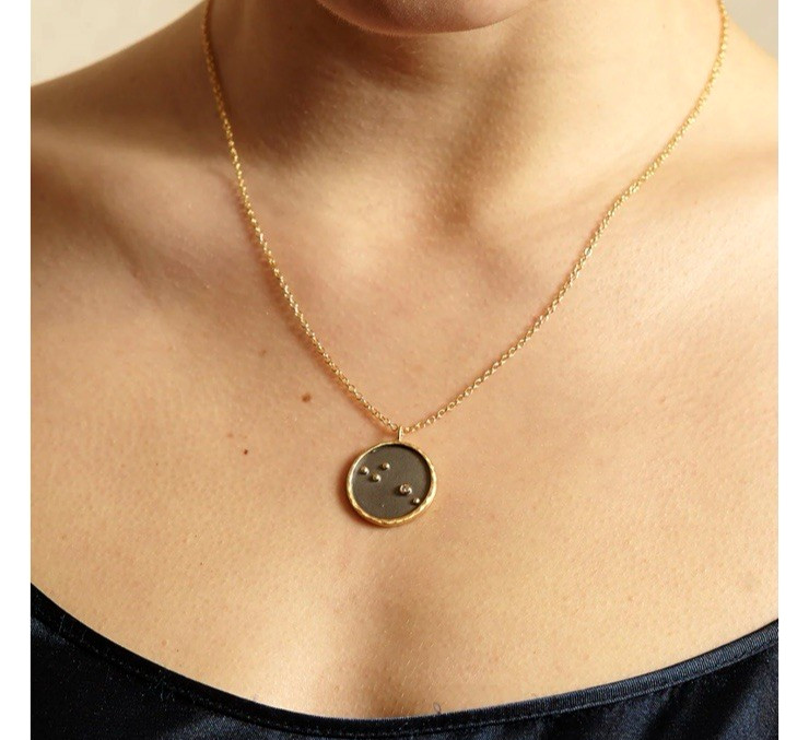 SATYA Aries Zodiac Necklace Constellation 18k Gold Overlay Delicate Chain 18″