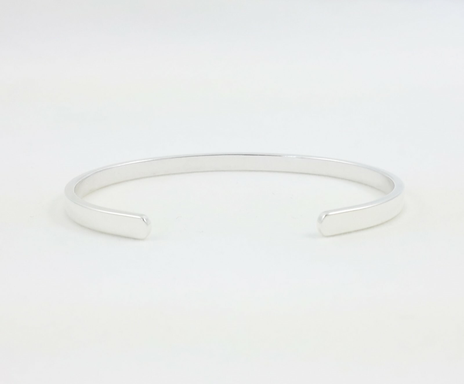 Flat Cuff Bracelet, 925 Sterling Silver, 4 x 2 mm Blank Plain Bangle .16″ x .08″