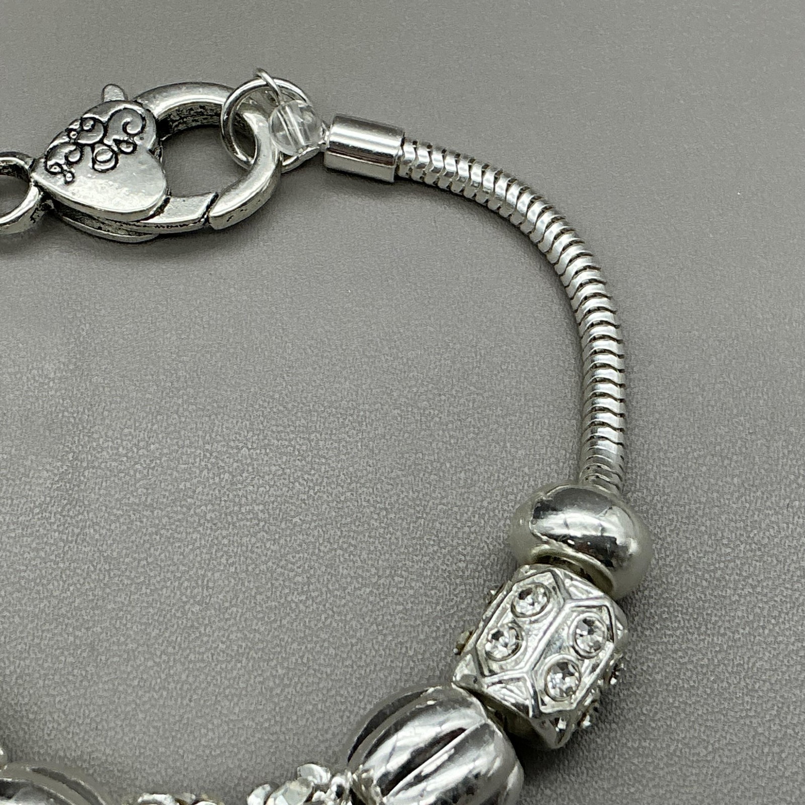 Bracelet Silver Tone Crystal Charm Chain High Heel Shoe Womens Jewelry 8 Inch