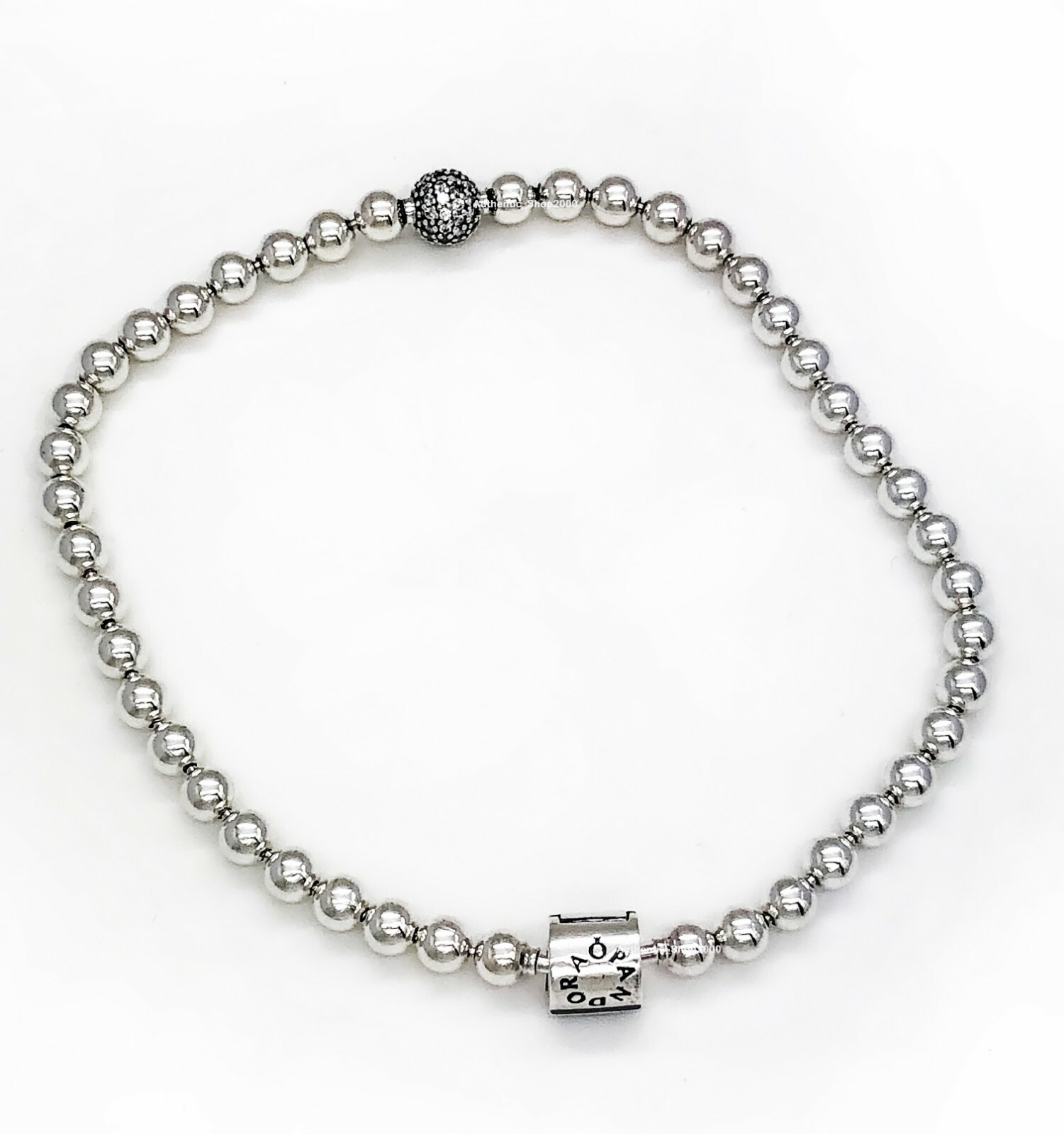 NEW 100% Authentic PANDORA 925 Silver Beads & Pave Clasp Bracelet 598342CZ