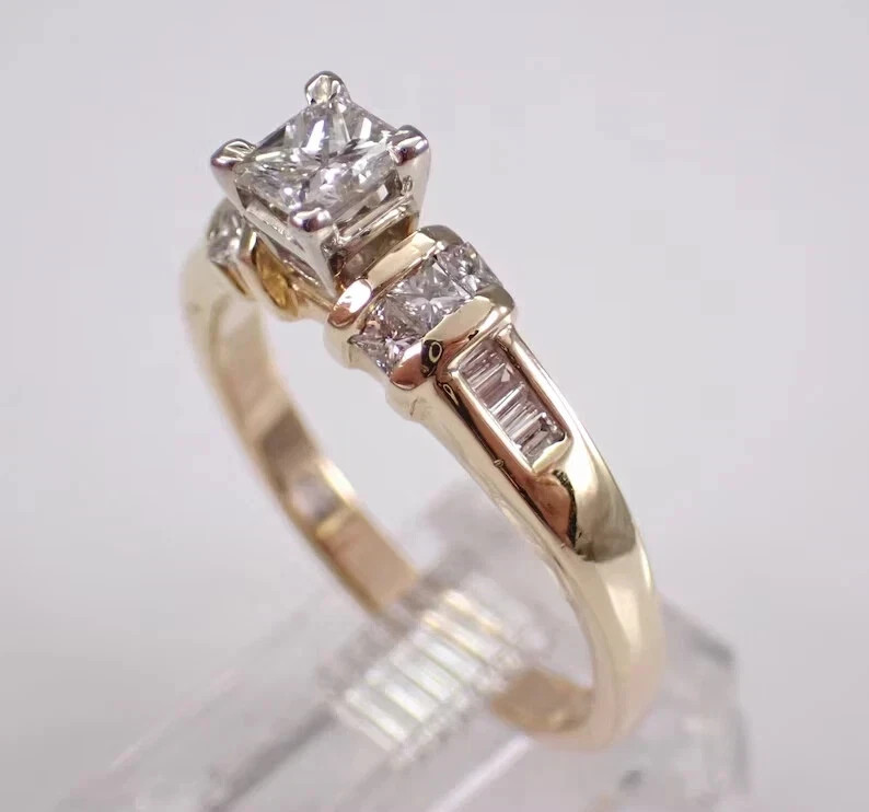 2.0Ct Princess Cut Simulated Diamond Women’s Wedding Ring 14k Yellow Gold Plated
