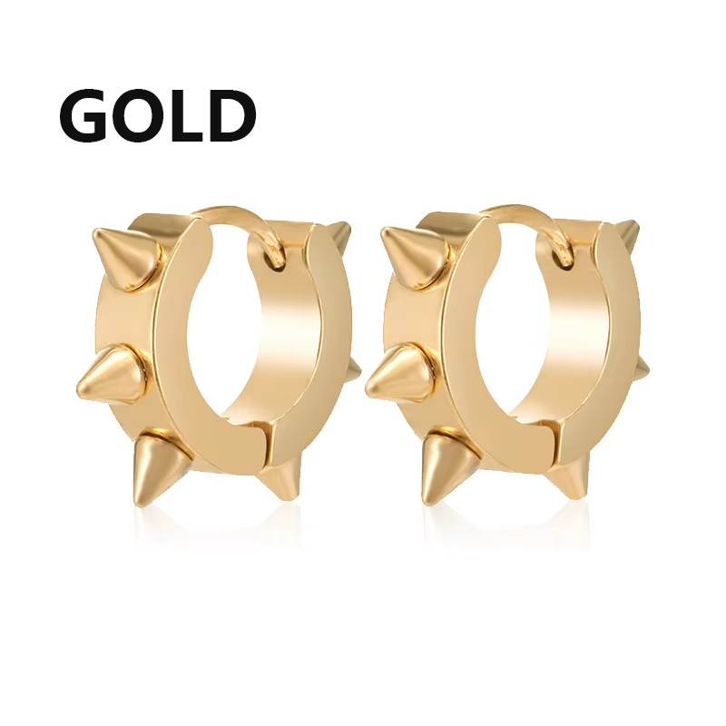 1 Pairs Multi Types Unisex Black Gold Color Stainless Steel Earring for Women Me