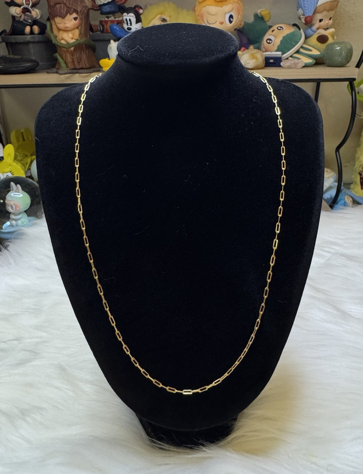 Dainty Necklace Paper Clip 18K Gold Filled 19.5inch, 1.8mm, Stamped