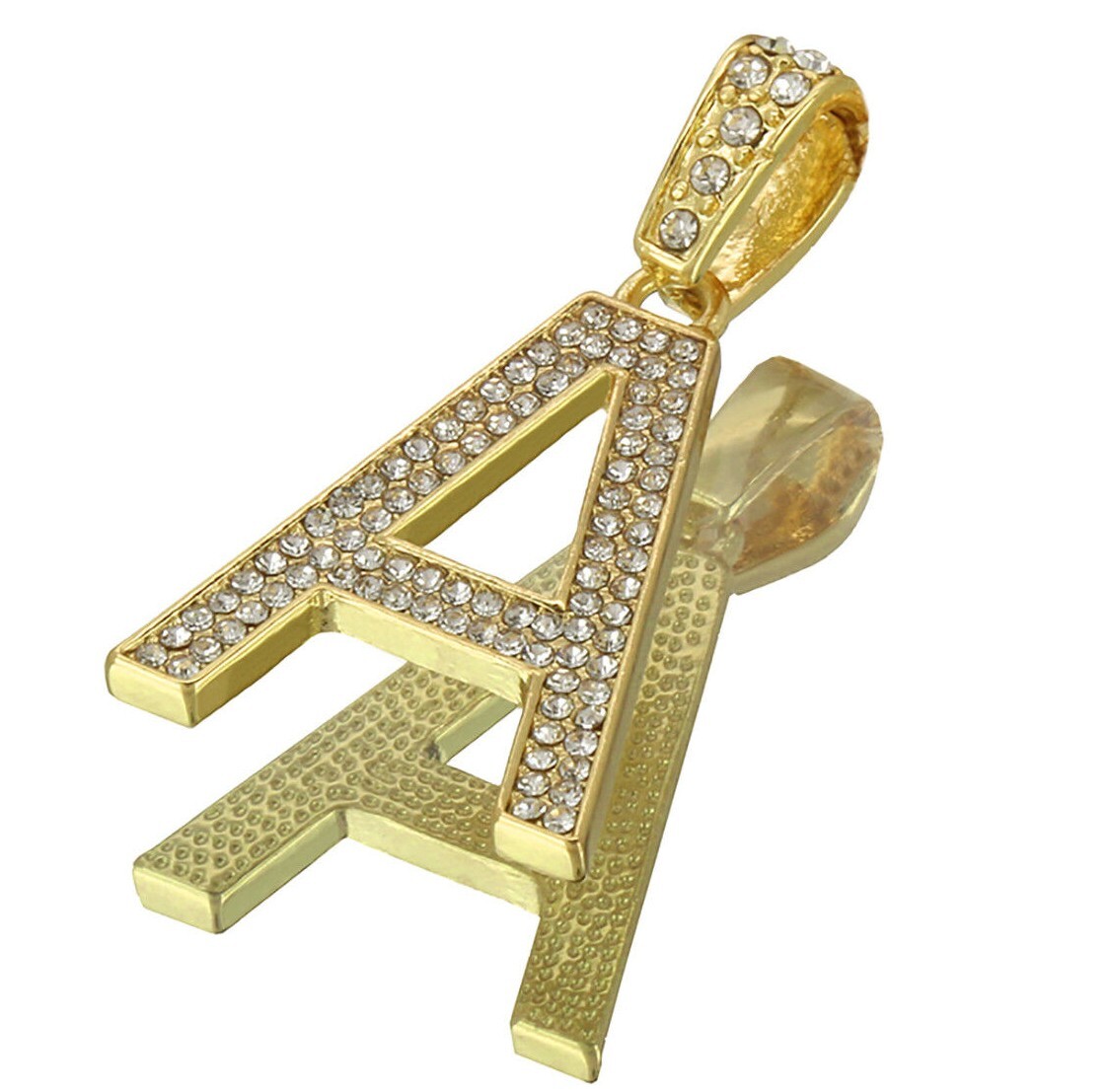 Alphabet Letter Pendant 3mm 24″,27″ & 30″ Cubic-Zirconia Cuban Chain Gold Plated