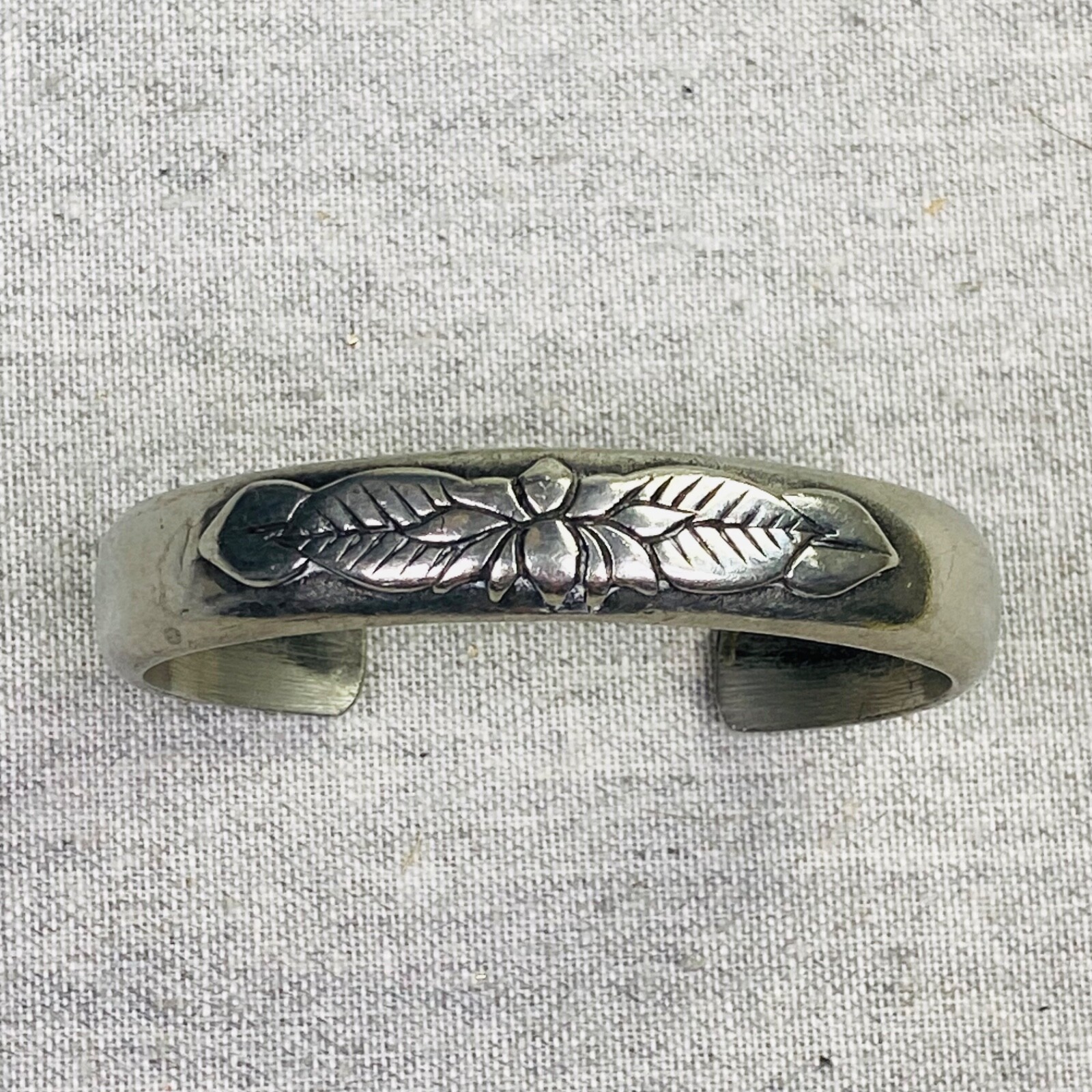 Laurel Burch Floral Cuff Bracelet Looks Like Pewter