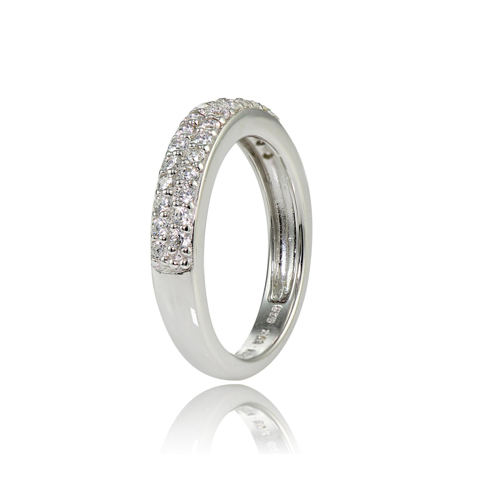 925 Sterling Silver White CZ Pavé Ring For Women