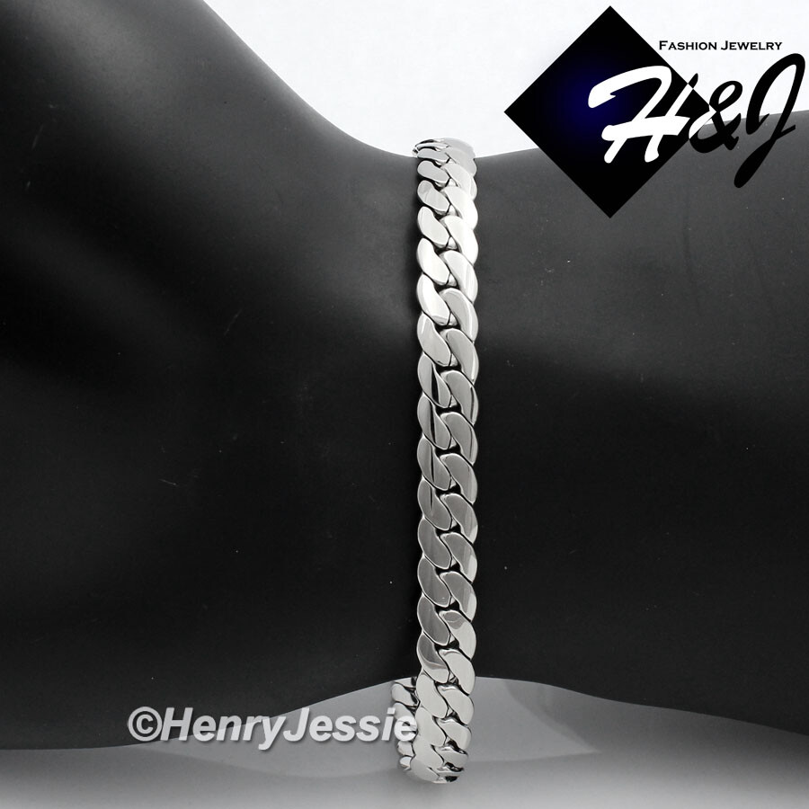 7″-11″MEN Stainless Steel 6mm Silver Miami Cuban Curb Link Chain Bracelet*N155