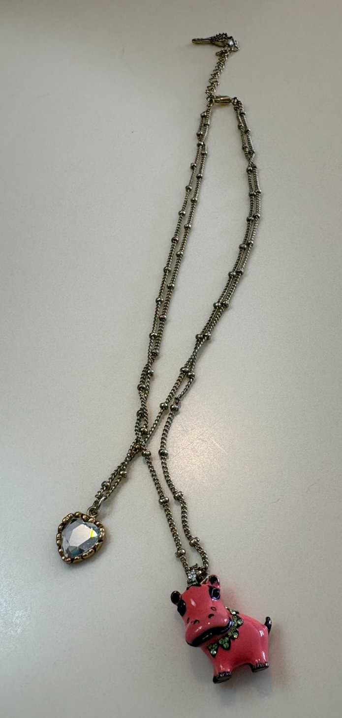Betsey Johnson Zoo Animals Hippo Double Strand Necklace