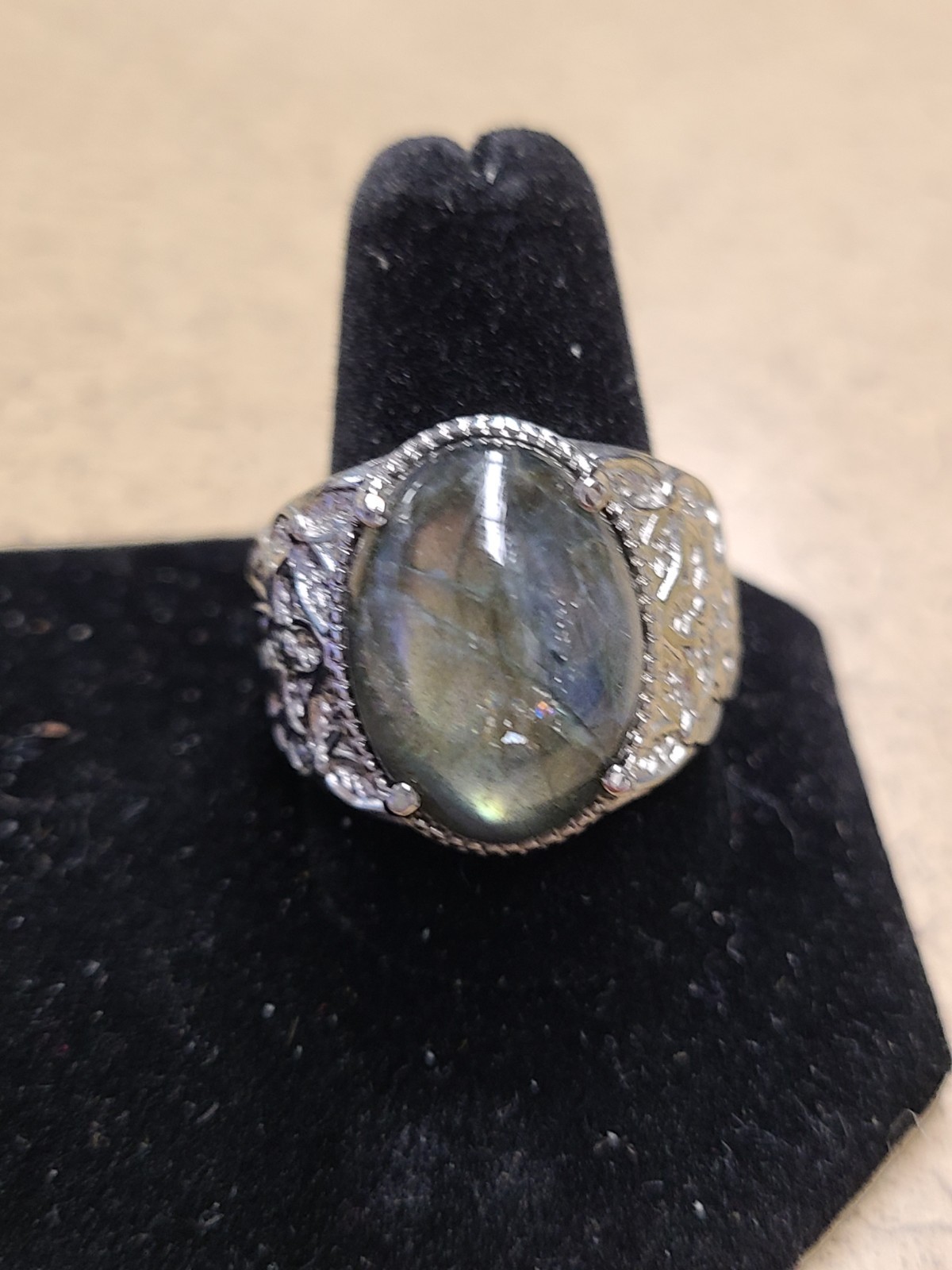 EverTrue Malagasy Labradorite Ring in Stainless Steel (Size 6.0) 12.75 ctw