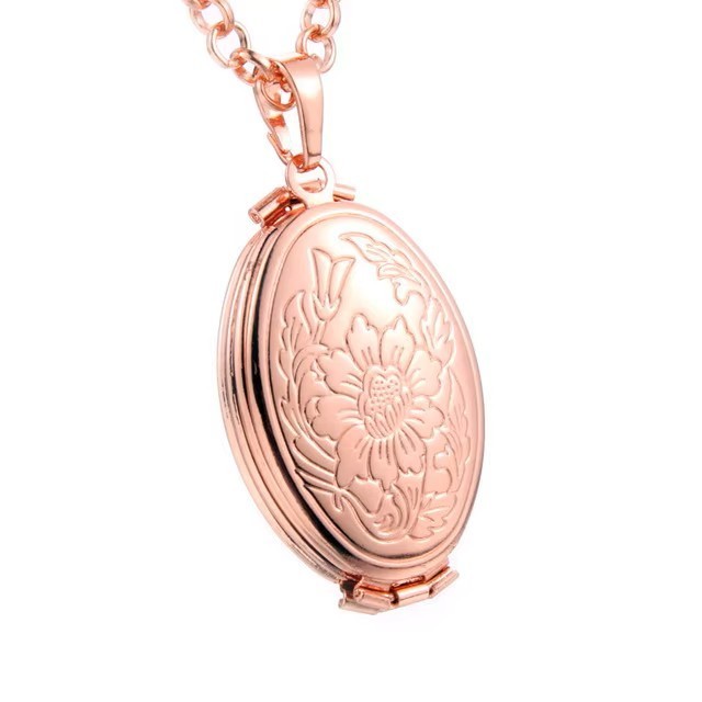 Rose Gold Photo Locket Necklace Expandable Family Memory Keepsake Pendant Gift