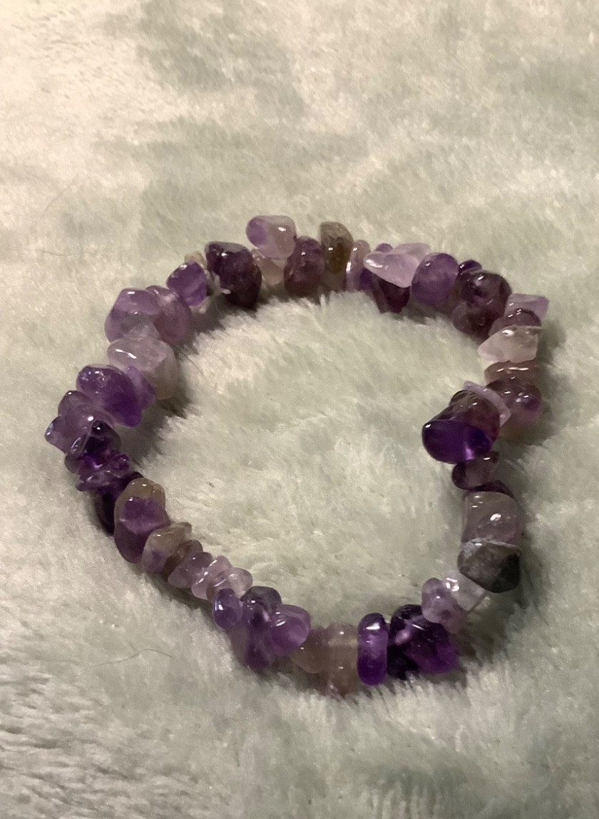 Amethyst Crystal Chip Premium Natural Stretchy Bracelet Brand New Y