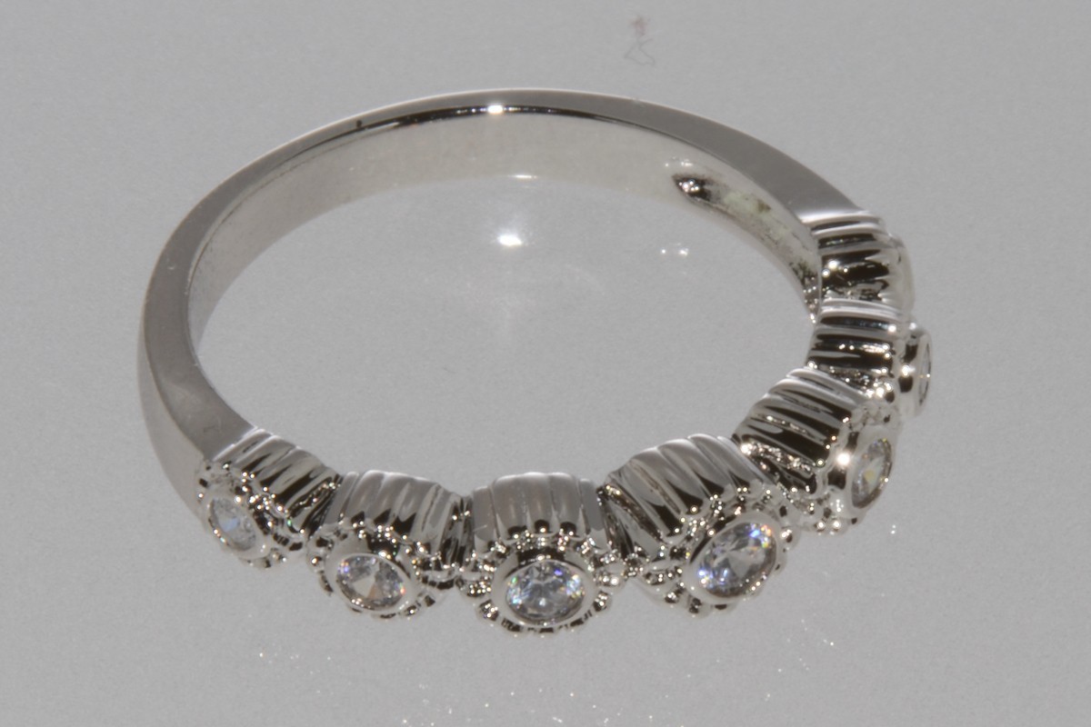 Sterling Silver 7 Stone Cubic Zirconia Band Cocktail Ring AAA Grade Clear CZ