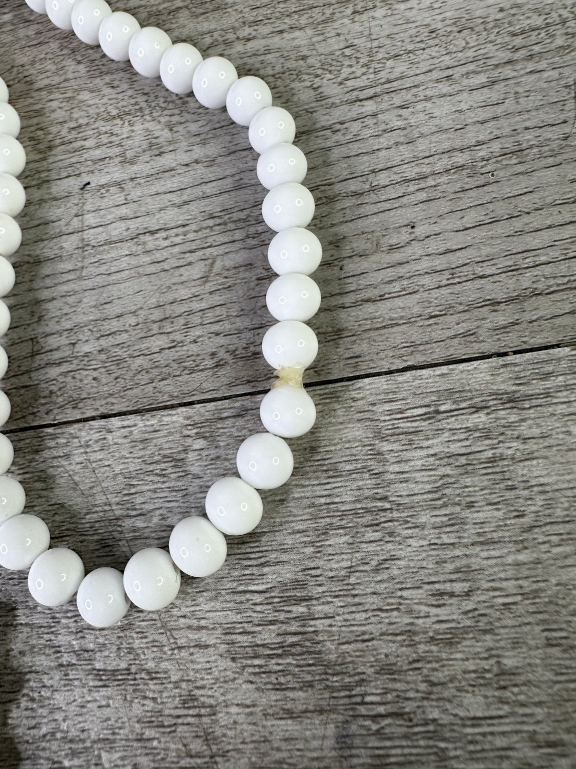 Vintage White Milk Glass Beaded Multi-Strand Necklace 34″ Graduated Beads