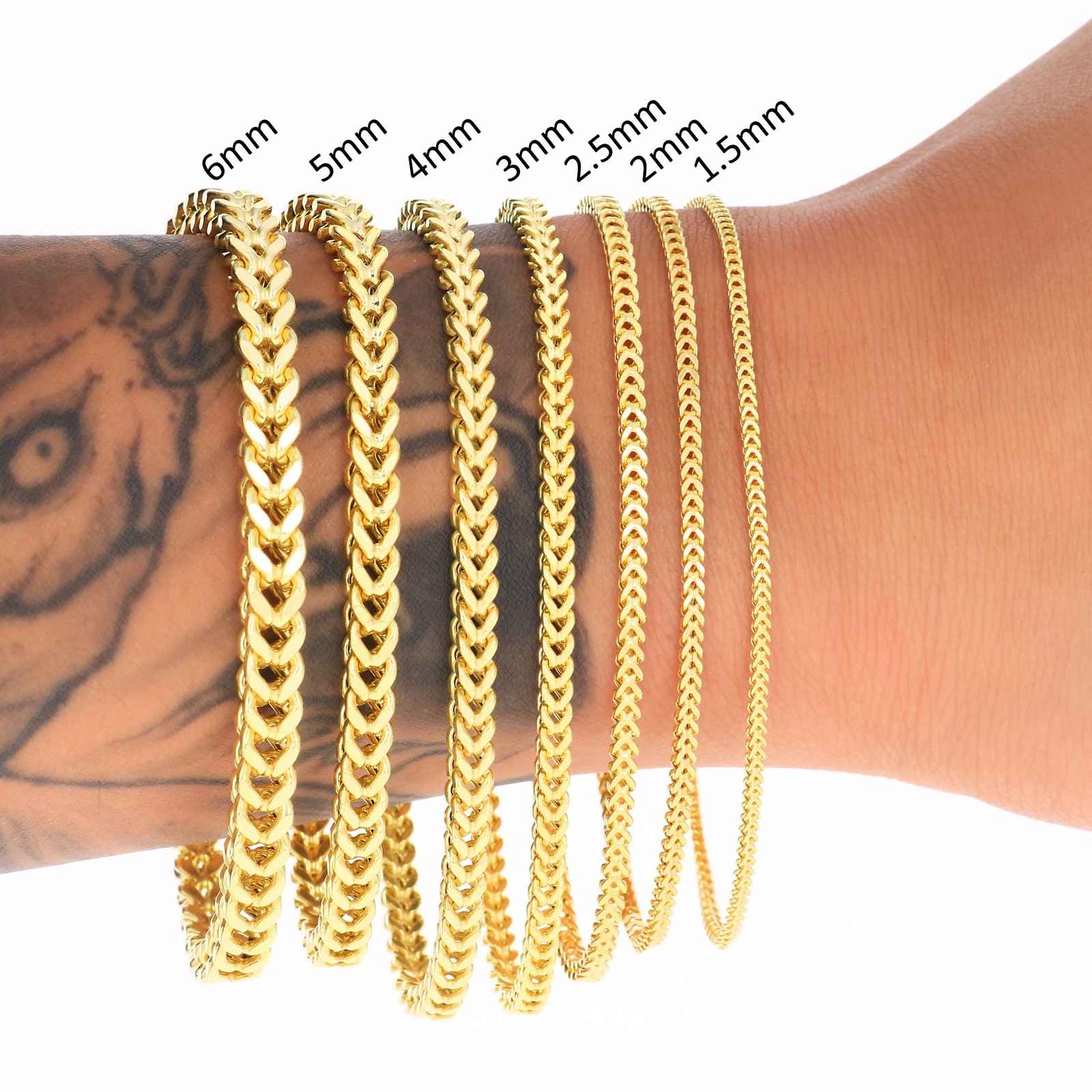 14k Yellow Gold 1.5mm-5mm Franco Box Bracelet Chain Men Women 7″ 7.5″ 8″ 8.5″ 9″