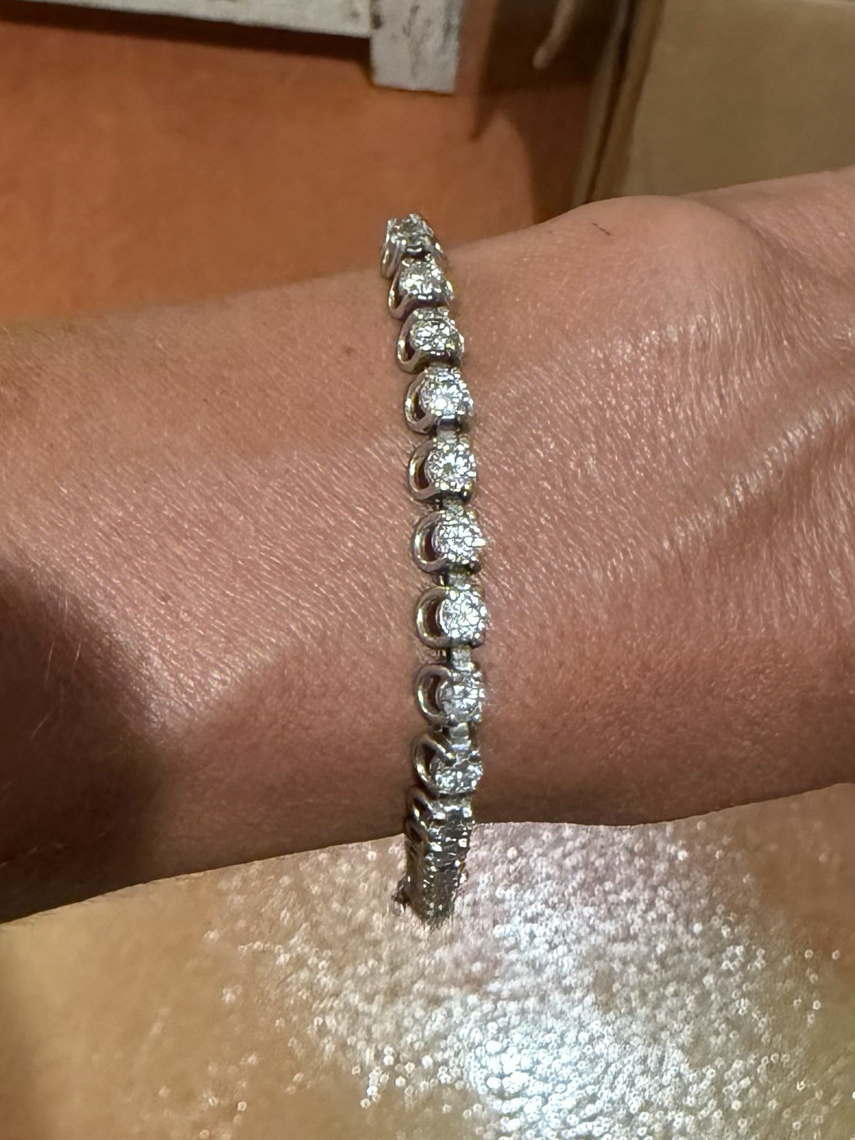 14K White Gold Diamond Tennis Bracelet 6.27ct H SI2 Appraised Box Clasp