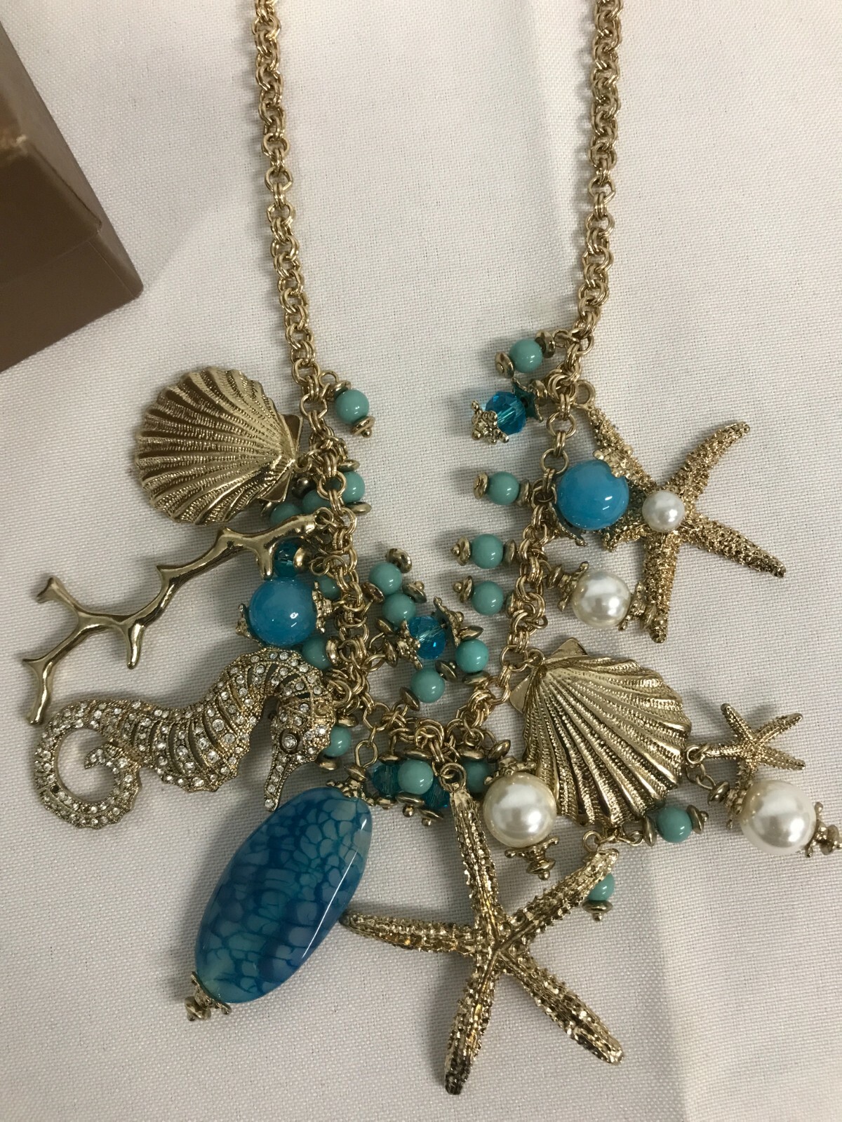 NEW TOMMY BAHAMA CLEAR OCEAN CHUNKY SEA LIFE STATEMENT NECKLACE ~ MIB NWT!