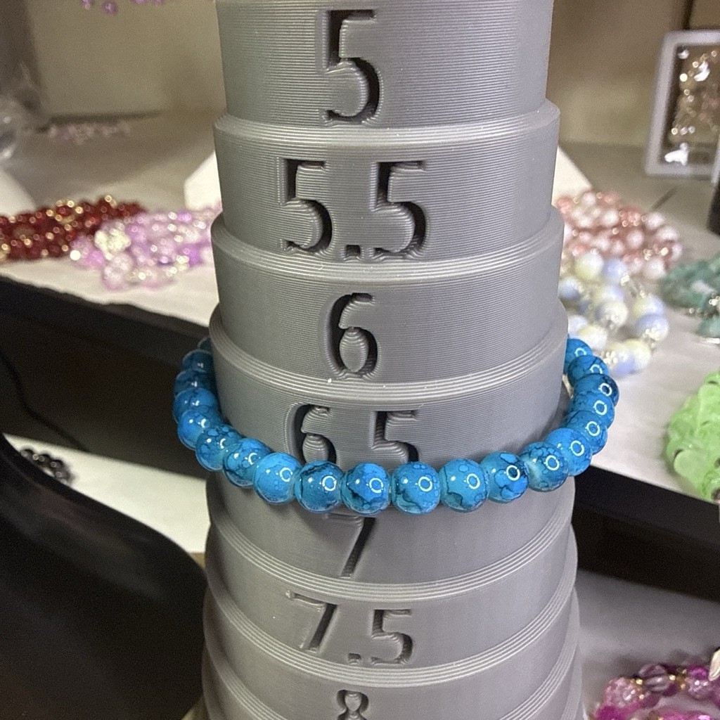Blue Round Stone Beaded Stretch Bracelet Stackable Round Beads 6.5 in