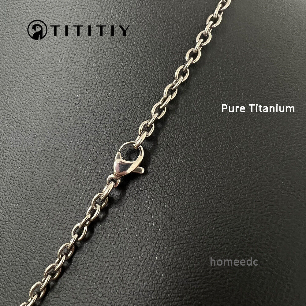 NEW 3mm Pure Titanium Necklace O Cable Link Chain Men Women Non-Allergic 23.6″