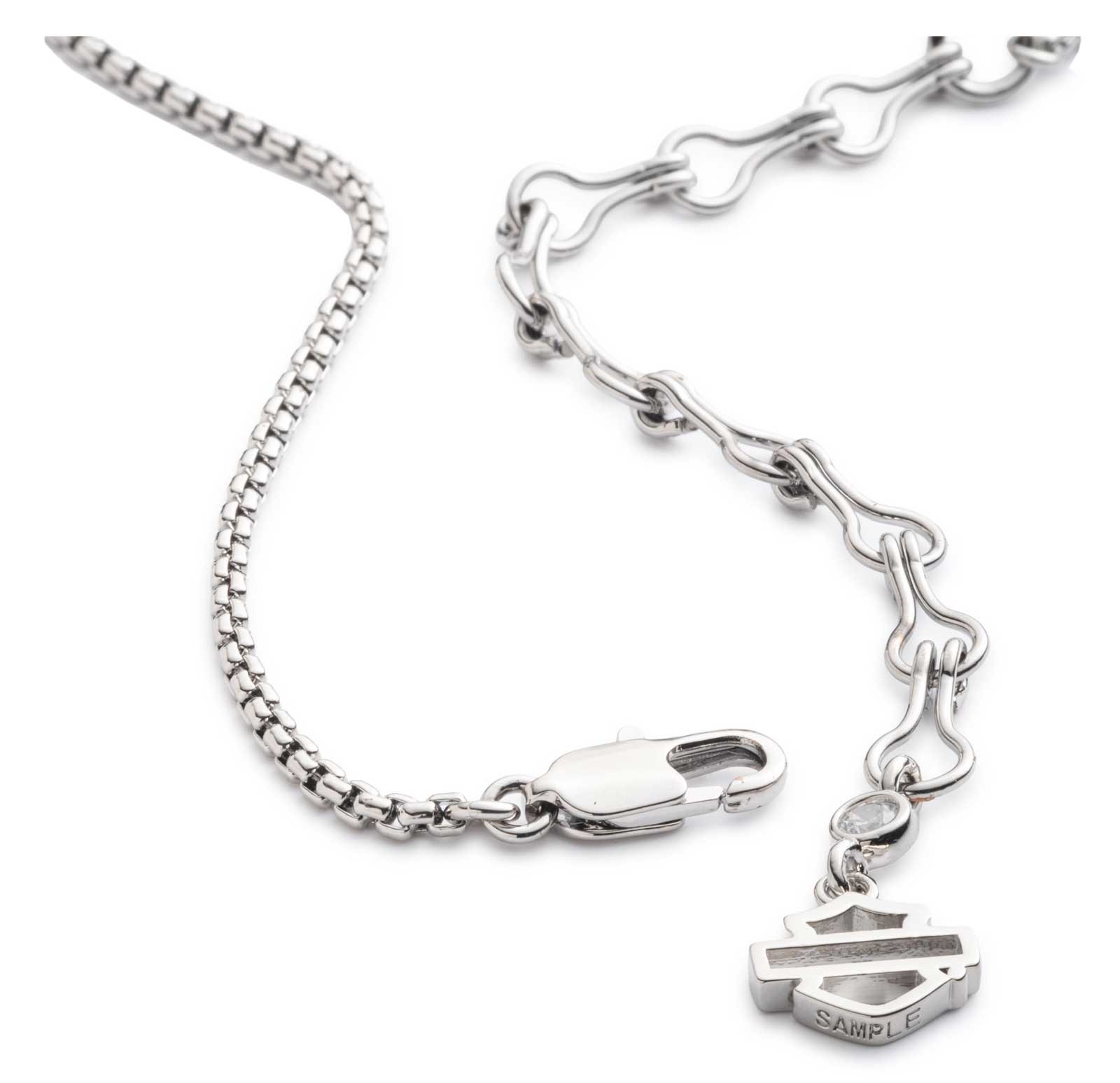 Harley-Davidson Women’s Pave Crystal Bar & Shield Logo Pendant Necklace, Silver