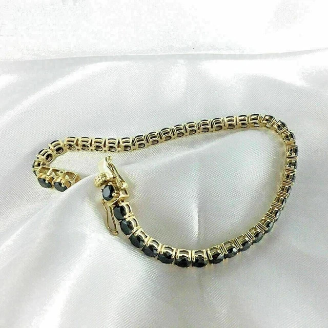 6Ct Round Cut Simulated Diamond Women’s Bracelet Gift 14K Yellow Gold Plated 7in