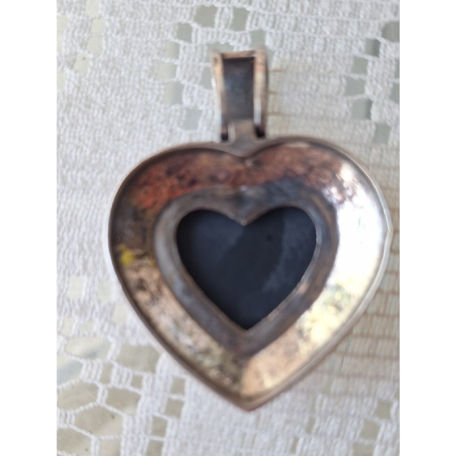 Sterling Silver Heart Pendant Necklace with Black Onyx and Marcasite