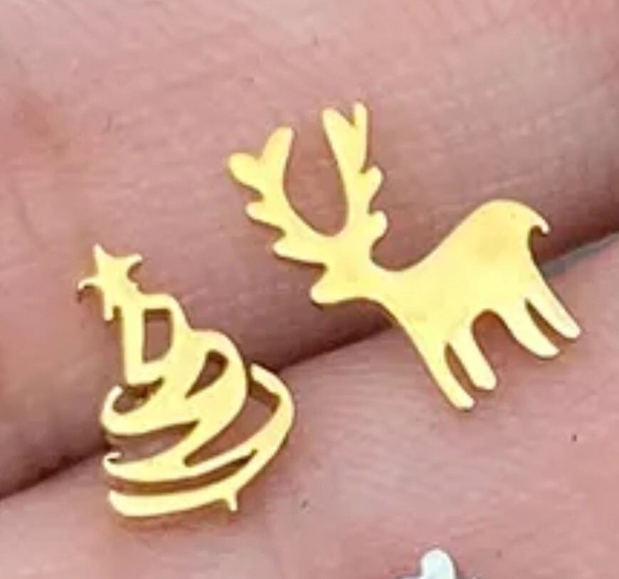 Christmas Tree Reindeer Gold Color Earrings Women’s Fashion Jewelry 88H15