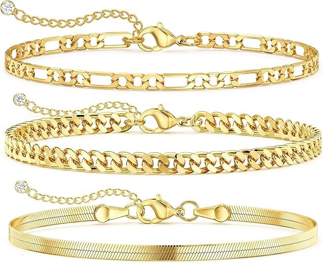 DEARMAY Gold Ankle Bracelets for Women Anklets 14K 8 5 inch, Anklet-A