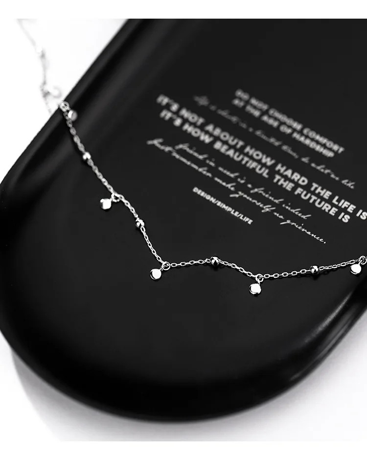 925 Sterling Silver Women’s Neck Chain Jewelry Tassels Round Necklaces Vintage L