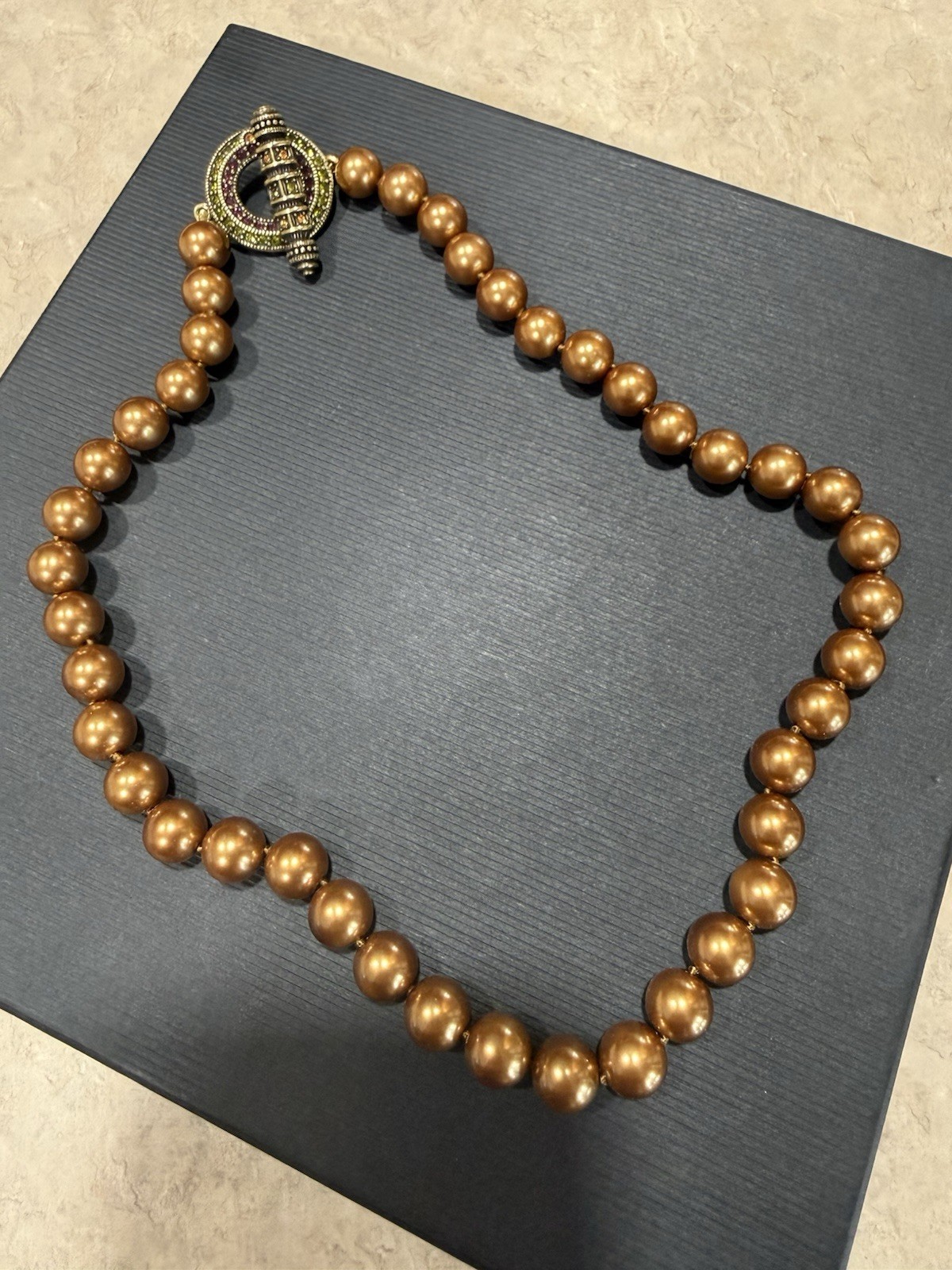 Heidi Daus Beaded Necklace 19” In length Dark Golden (Bronze) Swarovski Crystal
