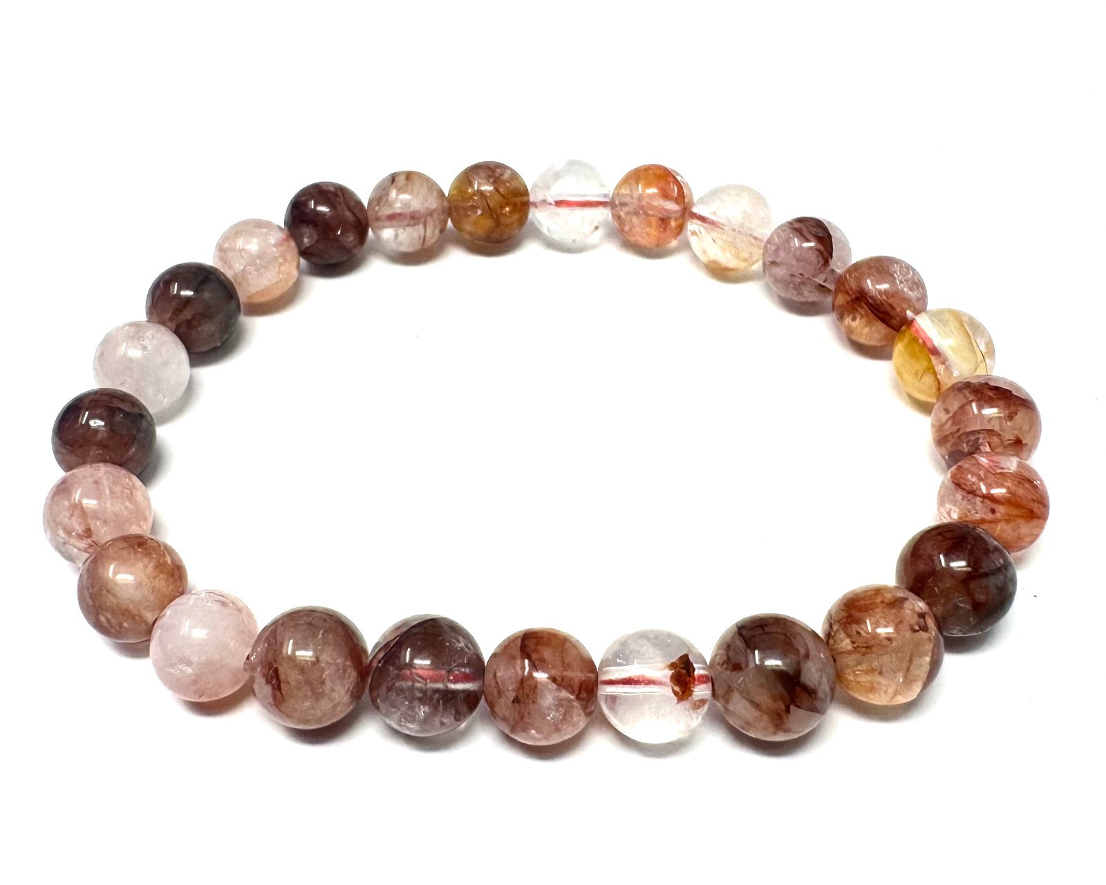 Fire Quartz Bead Bracelet – 8mm Crystal Bracelet – Genuine Gemstone Jewelry Gift