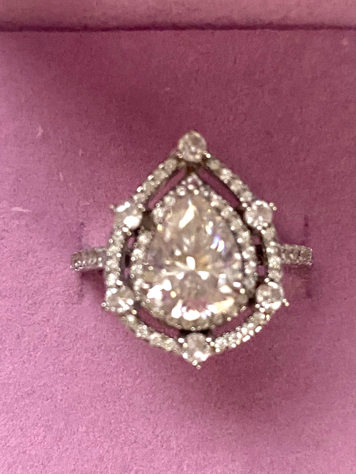 Art deco Vintage 3.00 CT Pear cut moissanite ring Sterling silver 925