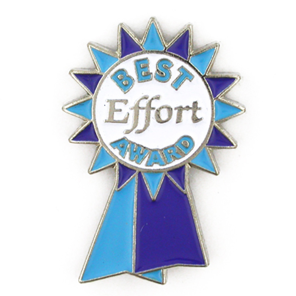 PinMart’s Best Effort Award Blue Ribbon Enamel Lapel Pin
