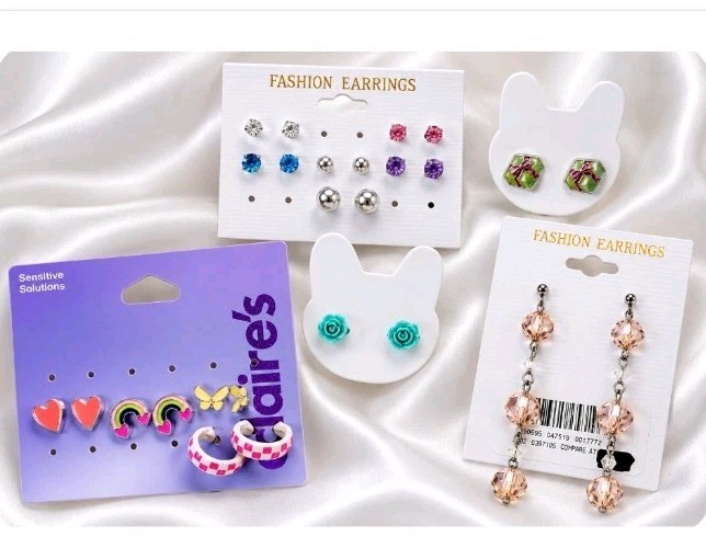 Fashion Earrings Lot Pierced Silver Tone Mixed