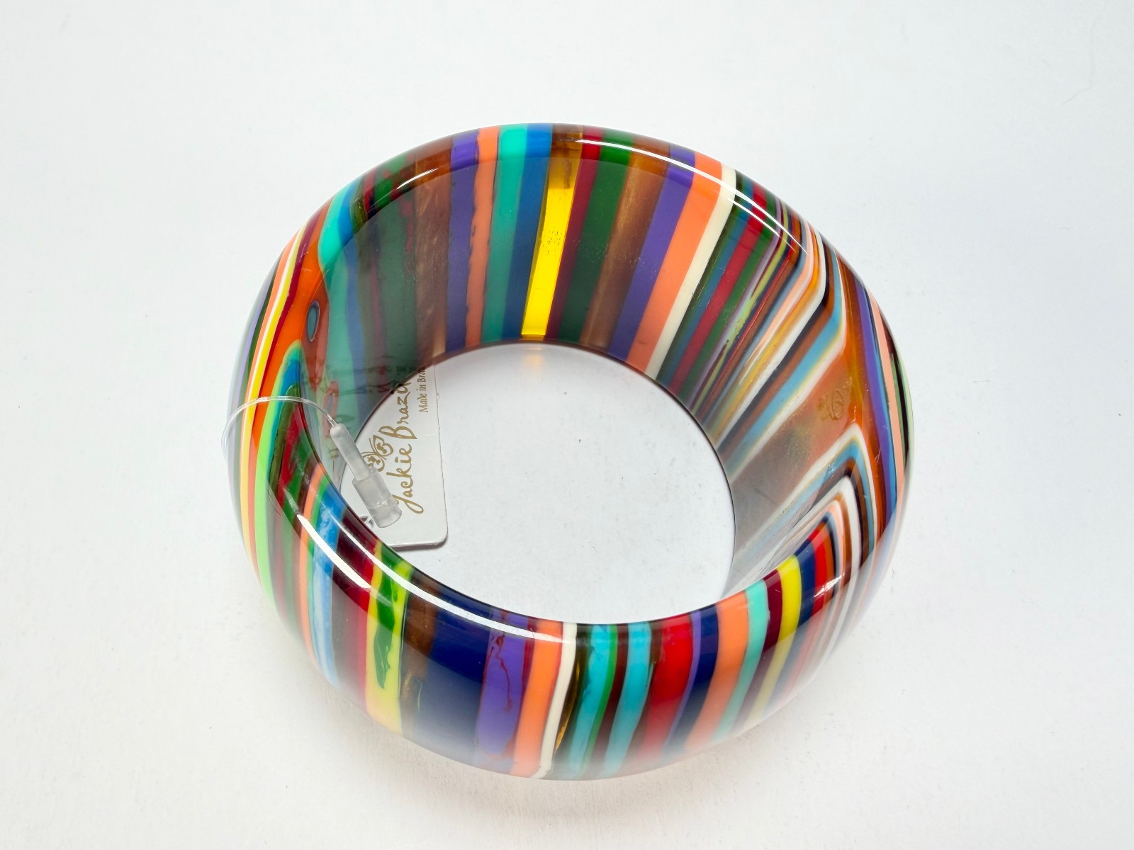 Jackie Brazil Tiger Liquorice Allsorts w/Cat Eye Mix Colours 5cm Resin Bangle