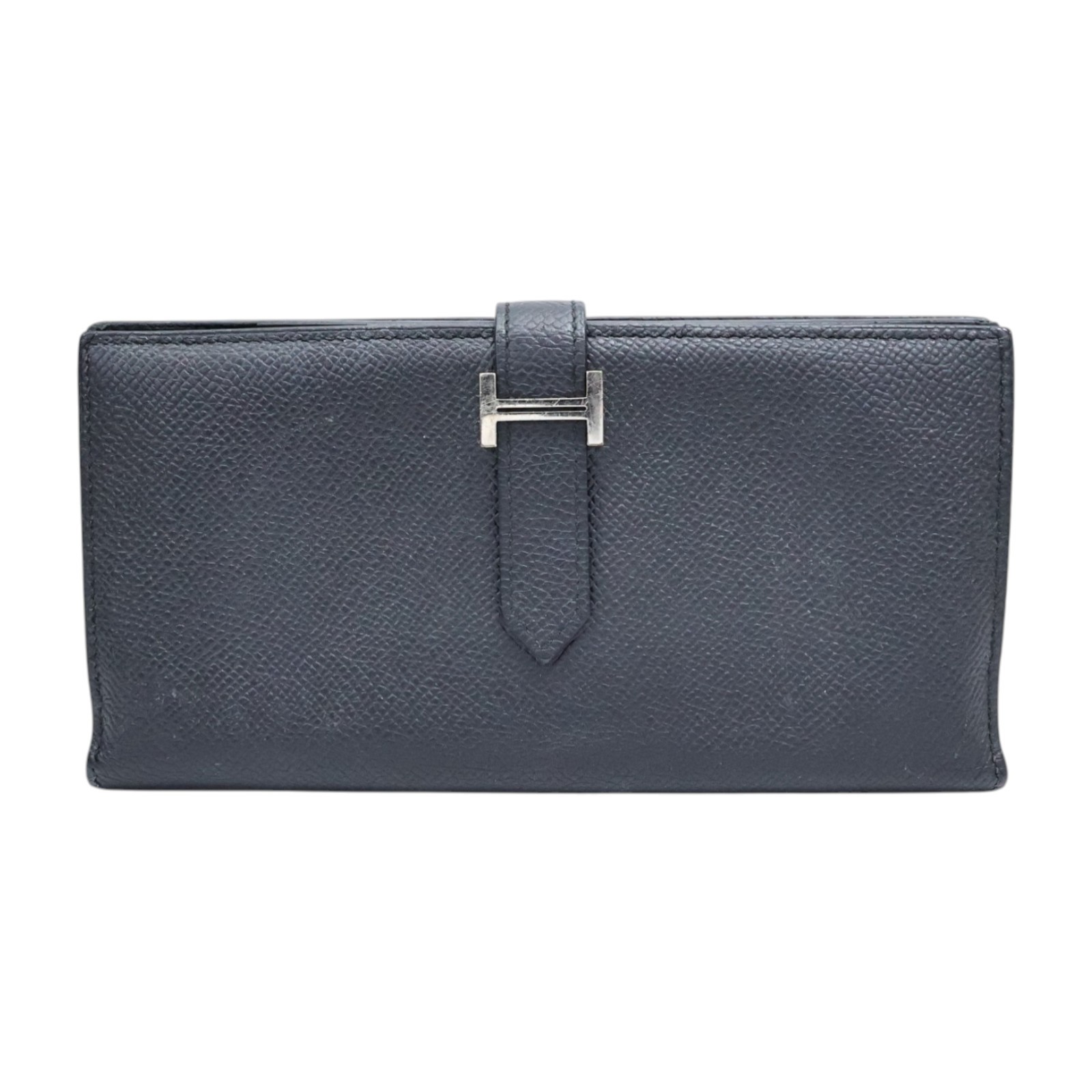 HERMES Bearn Wallet Noir Black Epsom Leather Palladium Plated Hardware