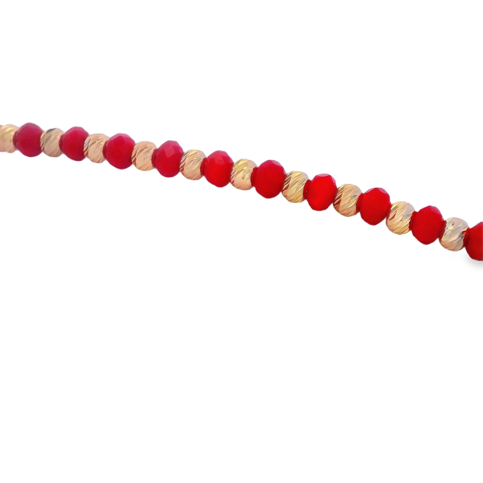 14k Solid Gold Beaded Ball Bracelet Red – 7″ Length – Gift for Women – Stylish