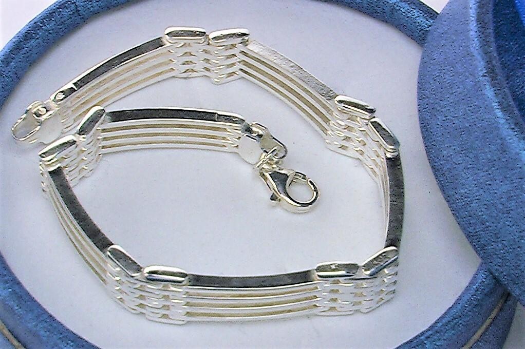Classic Bracelet chain silver 925 Unisex jewelry length 7.6 inch 19.5 cm. 23.14