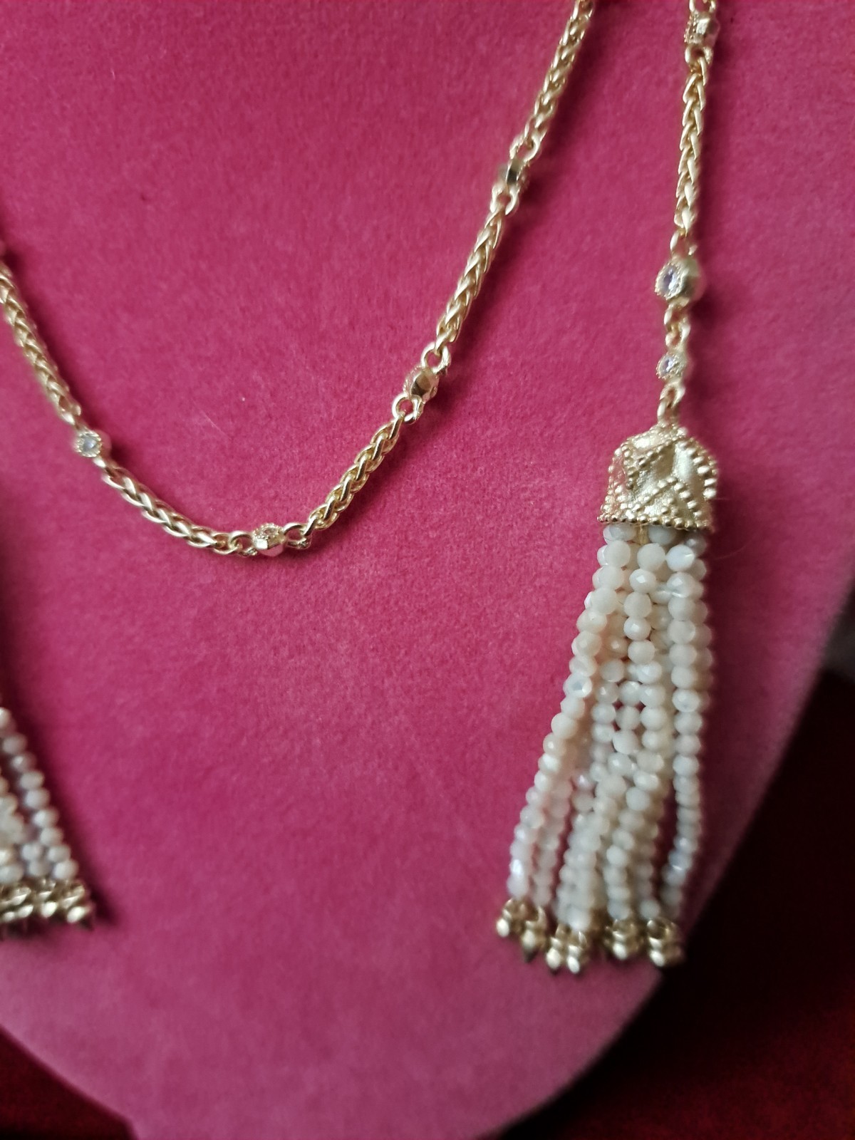 KENDRA SCOTT Monique Mother Of Pearl Bead Tassel And Crystal Gold Tone