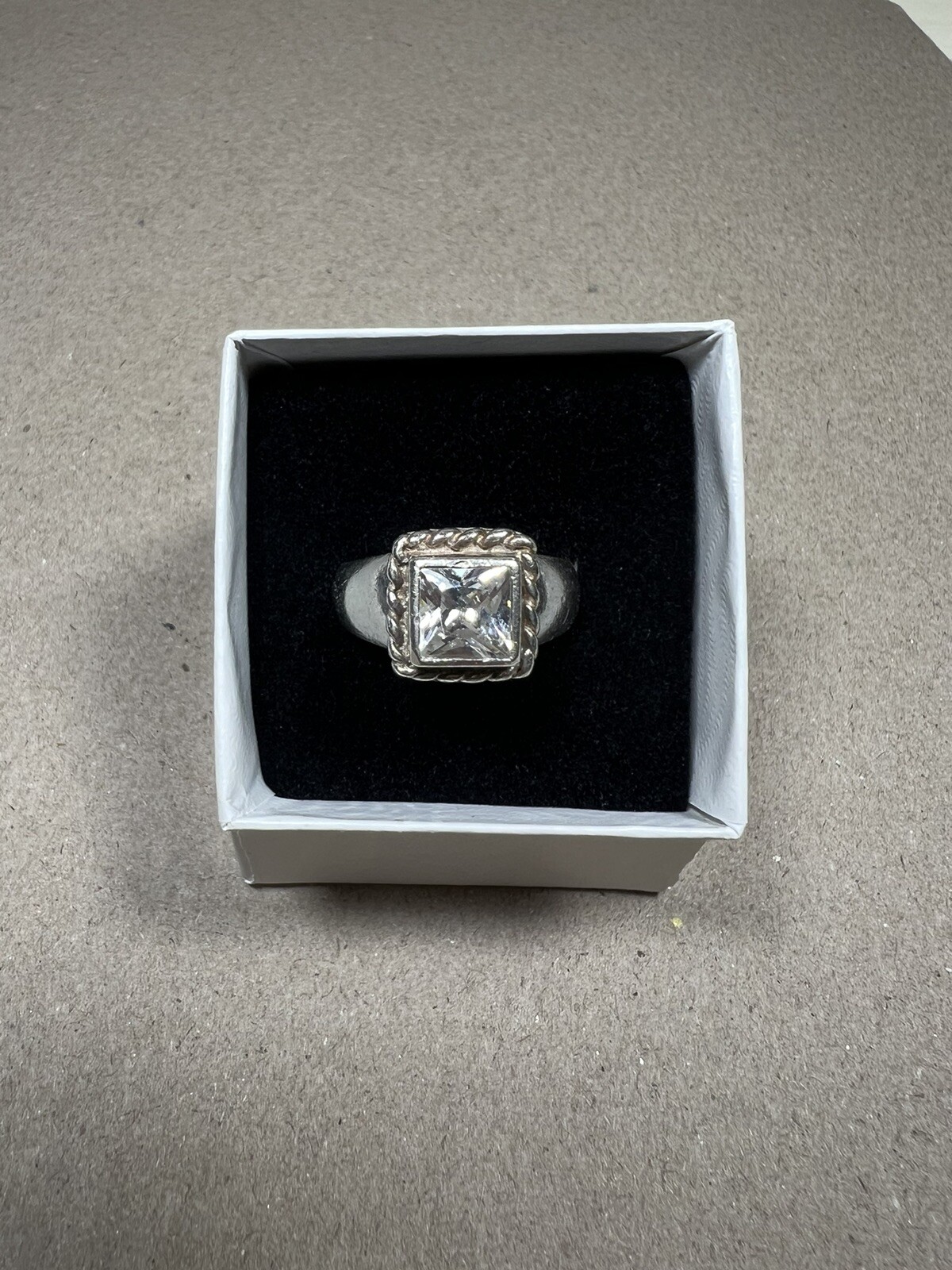 Designer Silpada Vintage Estate Sterling Silver Diamonique Ring 925 Size 8.25