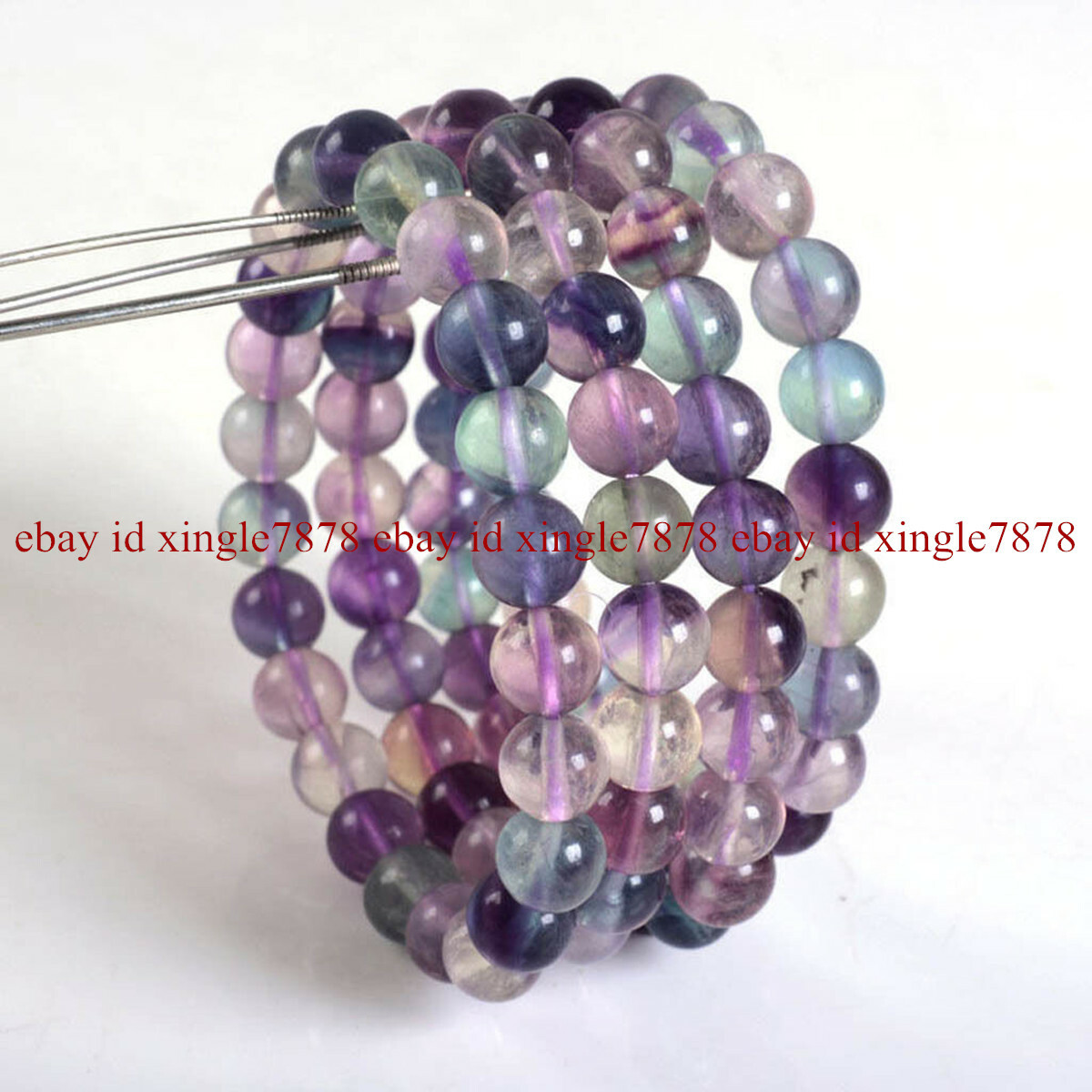 1 Pcs 10mm Multicolor Fluorite Round Gemstone Beads Stretchable Bracelet 7.5″