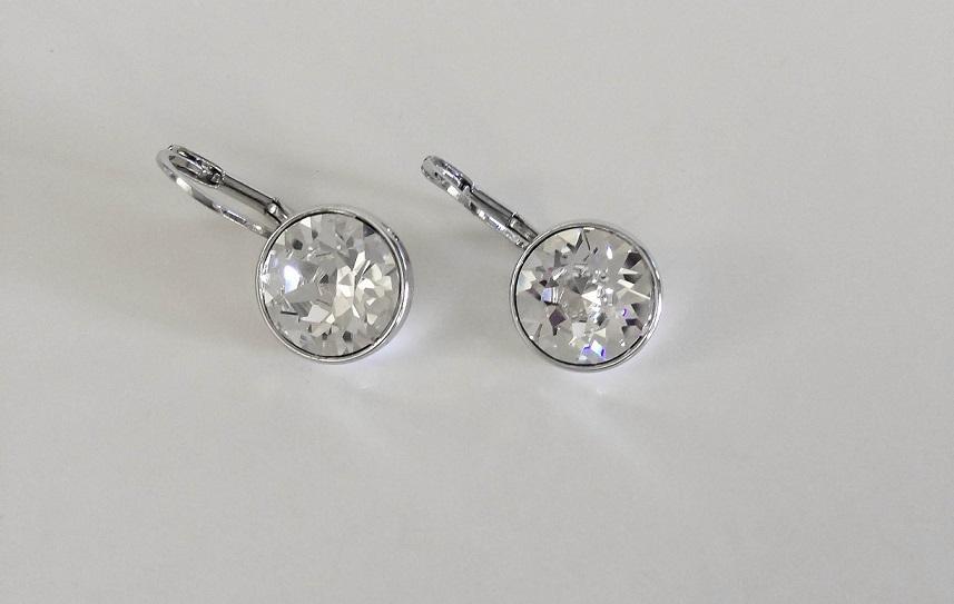 Bella Earrings Made With Genuine Swarovski Crystals Silver Plated Bezel Lever