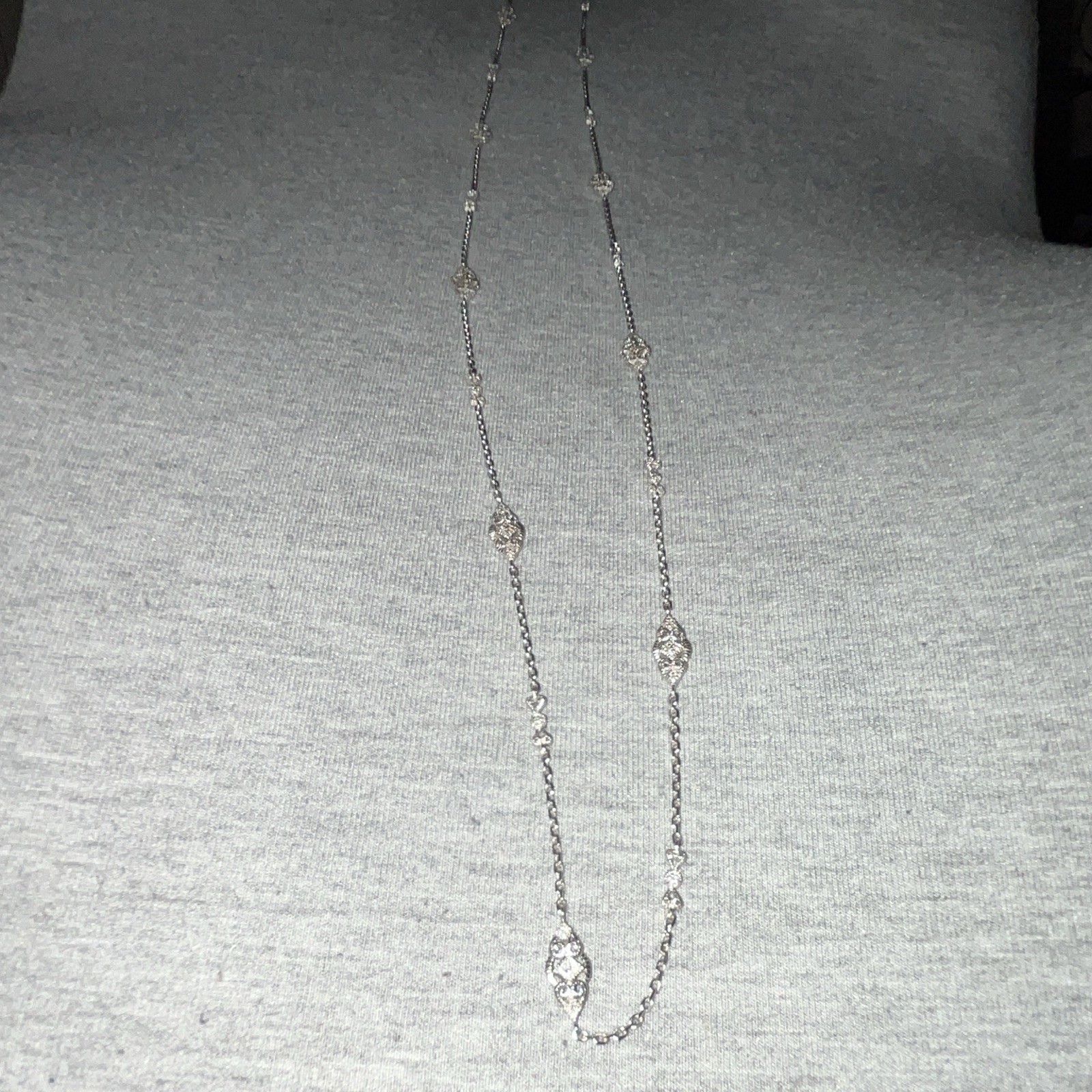925 S.S. Tacori Station Necklace Marquise Clear Crystal Links Lobster Clasp 20in