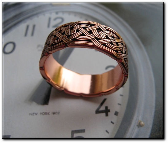 Solid Copper Celtic Ring CTR684 – 3/8 inch wide. Available in Sizes 5 to 14.