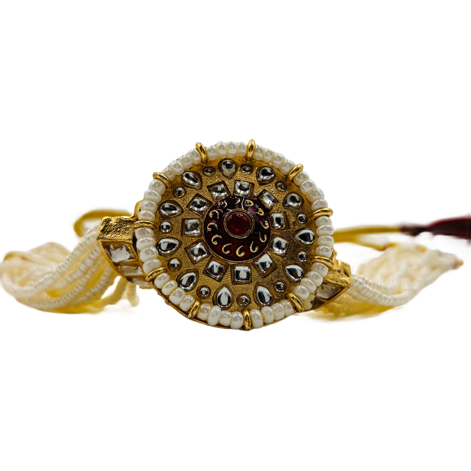 Kundan Pearl Necklace Set with Jhumka Earrings and Ring Indian Traditional Jewel