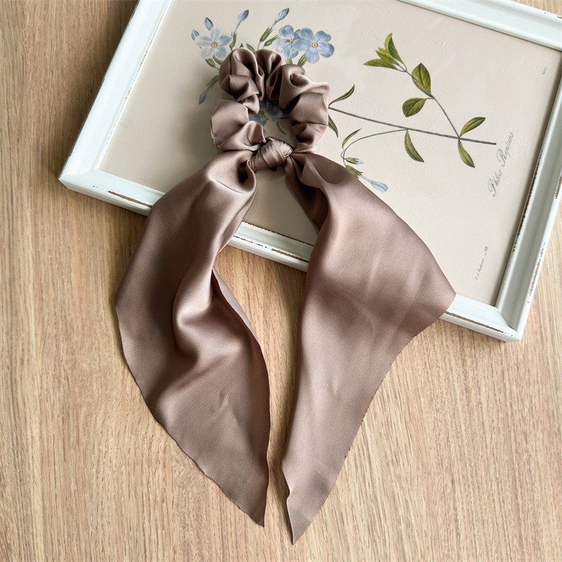 Satin Hair Scarf Large Bowknot Head Bands Women Elegant Brown Scarf Hair Bands