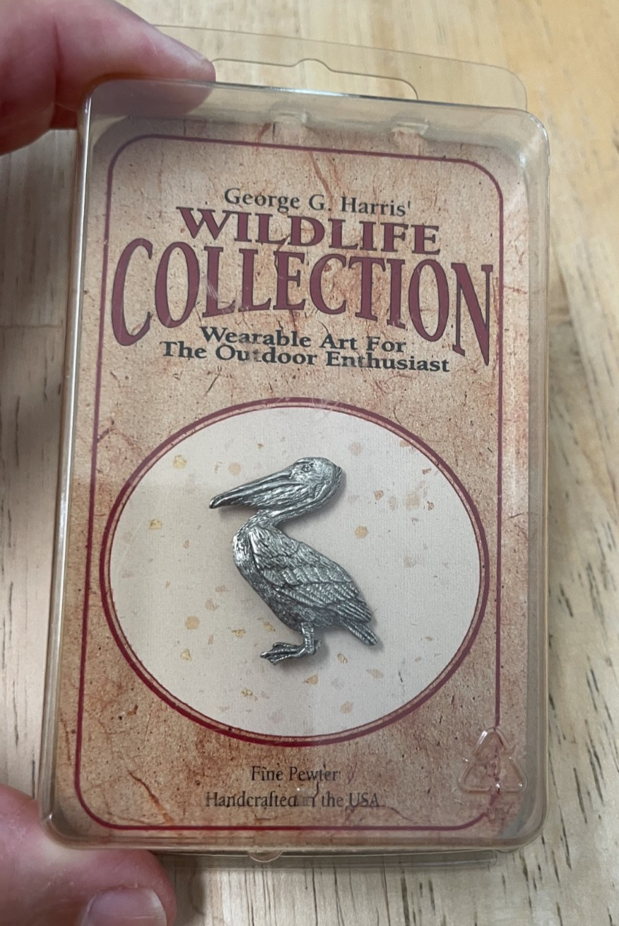 New Fine Pewter George H Harris Wild Life Brooch Pin Pelican Handcrafted Art