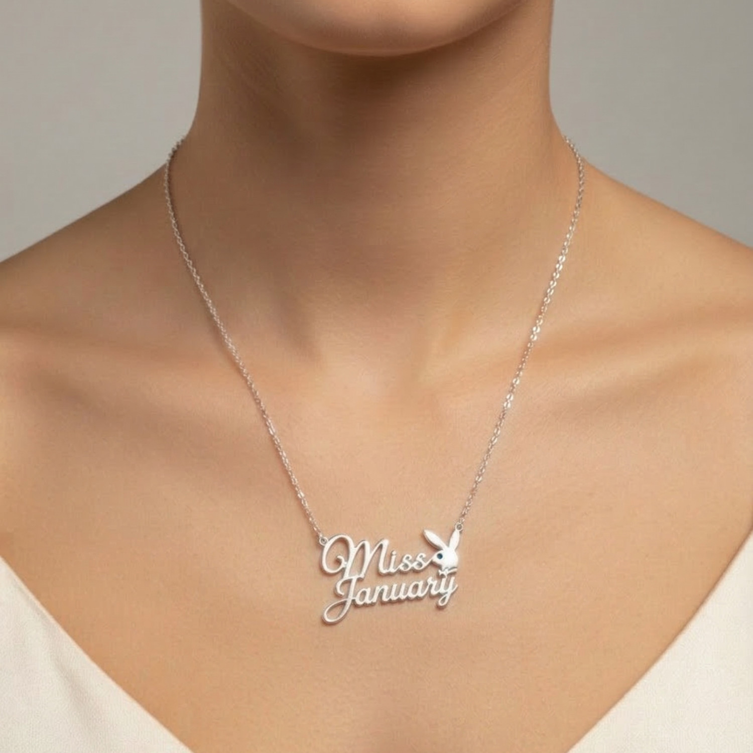 PLAYBOY MISS January w/BIRTH MONTH STONE Necklace jewelry
