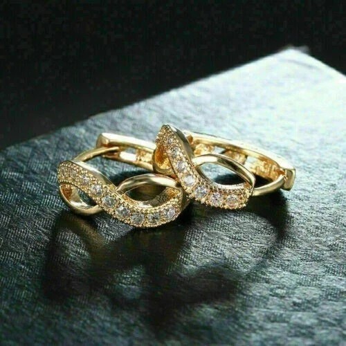 2Ct Round Simulated Diamond Infinity Women’s Hoop Earring 14K Yellow Gold Plated