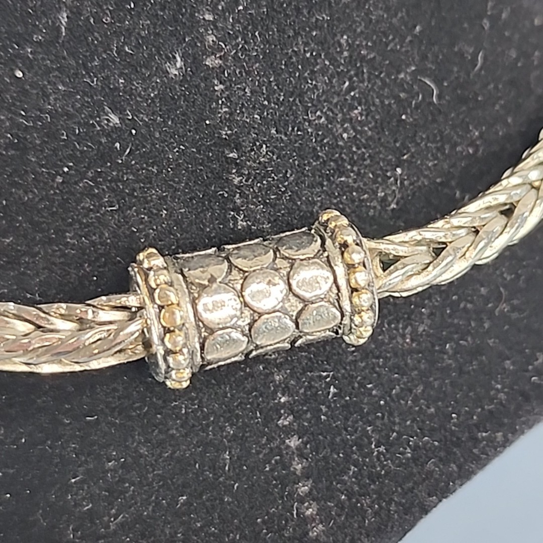 Vintage FoxTail Necklace Silver Magnetic Clasp Braided Rope Chain